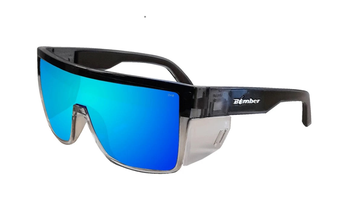 Bomber Eyewear - Buzz Bomb safety glasses with icy blue lenses and removable side shields